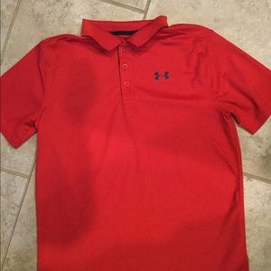 BOYS YXL RED UNDER ARMOUR POLO SHIRT